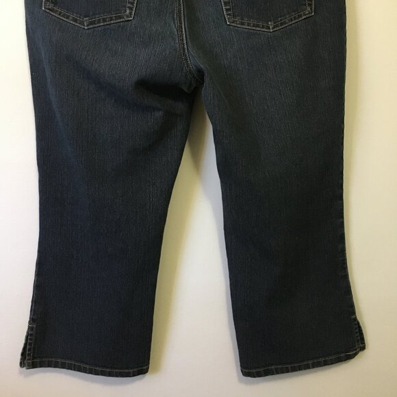 Contrast Jeans Dark Navy Blue Denim Capris - Picture 7 of 16
